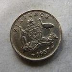 EZÜST AUSZTRÁL 6 PENCE, 1957. 1 DB. 2, 83 GR. fotó
