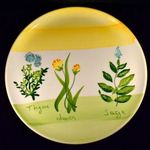 FESTETT MODERN VIRÁGOS MINTÁVAL NAGY KEREK PORCELÁN KÍNÁLÓ TÁLCA X fotó