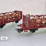 T36 H0 1: 87 2db Marklin Primex 2000 (DC) esztergált fahordó szállító tehervagon + rakodó (ritka) fotó