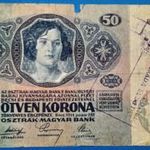1914 -es 50 Korona bankó Szerb felülbélyegzéssel!!! Ritkább !!! G (L1837) fotó
