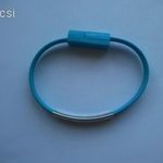 Szilikon karkötő USB - microUSB / micro USB adatkábel töltőkábel kék színű 18-21-22 cm ÚJ! 3 db KR fotó