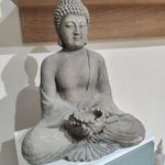 Nagy Buddha kő szobor, mécsestartó - 33 cm fotó