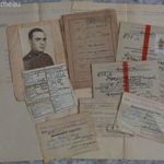 M. kir. 104 ho. nagyfeszültségű akadály sz. tizedesének anyaga, zsoldkönyv, dögcédula papír stb. fotó