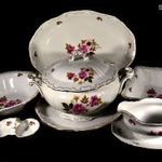 MESESZÉP ZSOLNAY NEOBAROKK RÓZSA MINTÁS PORCELÁN TÁLALÓ KÉSZLET EGYBEN ! fotó
