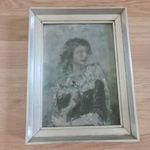 Náray Aurél Olaj-karton antik festmény régiség / Lány virággal 41x31cm fotó