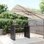 fekete polyrattan üveglapos bárasztal 145 x 80 x 110 cm fotó