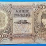 1943 -as Szálasi 1000 Pengő Bankó - Egyik legszebb papírpénzünk Ritkább!!! VF (L1859) fotó