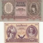 2 db UNC PENGŐ '43 (1.000 és 100 a Szálasi kormány Veszprémi sorból) fotó