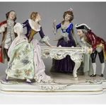 1I446 Régi jelzett Scheibe-Alsbach porcelán szoborcsoport talapzaton fotó