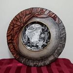 Szász Endre porcelán fali kép bőr keretes fotó