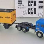 JT35 H0 Kibri konténer szállító Mercedes teherautó + pótkocsi + 1 db Kibri 11970 konténer fotó