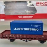 T48 H0 1: 87 Piko 58749 ÖBB (DC) vasútmodell rakoncáskocsi Lloyd konténerrel - dobozában fotó