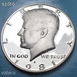 USA 1/2 Dollár "S" Kennedy tükörveretes pénzérme (1981) fotó