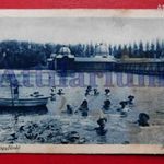 Hévízgyógyfürdő - Tórészlet. Csónak, fürdőház, fürdőző vendégek. Keszthely - Kutas, 1929. Képeslap. fotó
