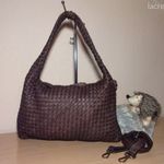 VERA PELLE csokoládébarna valódi bőr, elegáns "fonott táska" fotó