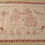 Régi hímzett, szöveges, vászon konyhai falvédő, 79x53 fotó