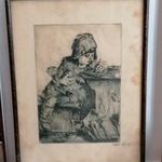 ANTIK RÉZKARC KERETBEN 35X25CM fotó