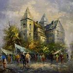 MOZGALMAS PÁRIZSI UTCA KÉP ... IMPRESSZIONISTA STÍLUSBAN MEGFESTETT OLAJ FESTMÉNY X fotó
