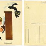 Szilas Győző (1921-1998), alkalmi grafika, Zongoralecke, 1966, Képzőművészeti Kiadó humoros képes l fotó