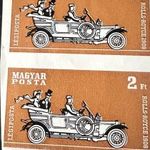 1970 AUTÓ 2FT MAGYAR BÉLYEG FÁZISNYOMAT, PIROS, LILA, SÁRGA SZÍN NÉLKÜL PÁRBAN ÍVSZÉLES fotó