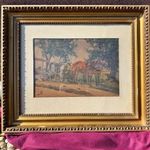 Baranszky Emil László 1877-1941 akvarell festmény ökörszemes keretben fotó