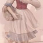 Ritka VINTAGE JAPÁN porcelán lány kosárral KÉZZEL FESTETT, jelzett Garancia, Hibátlan!!!!!!! fotó