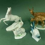 Négy (4) darab porcelán állatfigura egyben - Zsolnay, Hollóházi és más --- Vintage vitrintárgyak fotó