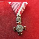 FERENC JÓZSEF KORONÁS EZÜST ÉRDEMKERESZT 1849 kiv, zománchiba, a korona felerősítése javítva ! fotó
