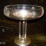 Antik art-deco oszlopos patinás ezüstözött kínáló-22 cm fotó