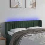 sötétzöld bársony LED-es fejtámla 147 x 16 x 78/88 cm fotó