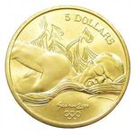 Ausztrália, 5 dollars 2000 - Sydney Olimpia - Vízi sportok aUNC+ fotó