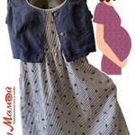 38 kombinált anyagú designer ruha, terhesruha, krepp farmer nyári kismama ruha ÚJ, CÍMKÉS oldalzsebes fotó