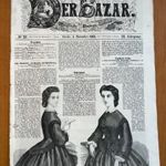 1863 DER BAZAR. - Női magazin csodaszép képekkel, szabás és hímzés mintákkal fotó