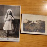 Zalaszentgrót bérmálkozó lány kabinet + 1915 Lengyelország égő falu fotója fotó