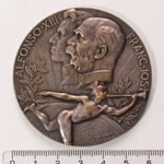 Ferenc József XIII. Alfonz spanyol király budapesti látogatása 1908. október 2. ezüstözött érem fotó
