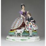 0Z878 Antik jelzett Sevres porcelán hölgy báránnyal fotó