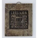 0M544 Régi ezüstözött réz falidísz 1970 Szolnok fotó
