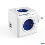 Elosztó, 4 aljzat, 2 USB csatlakozó, ALLOCACOC "PowerCube Original USB DE", fehér-kék fotó