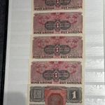1 Korona 1916 UNC / 5 db SORSZÁMKÖVETŐ / fotó