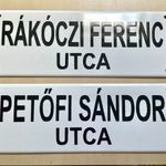 Rákóczi, Petőfi utca, tábla, utcatábla, zománctábla fotó