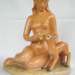 NŐI AKT ŐZIKÉVEL NAGY MÉRETŰ KERÁMIA SZOBOR 28 CM fotó