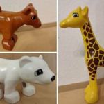 lego duplo állat figura boci tehén, jegesmedve medvebocs jegesmaci mackó, zsiráf fotó