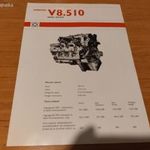 régi retró perkins V8 .510 diesel motor típuslap-plakát, magyar, hibátlan. fotó