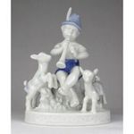1R826 Hibátlan Gerold Bavaria furulyázó porcelán figura fotó