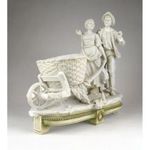 0Y850 Schwarza-Saale E & A Müller bisquit porcelán 27.5 cm fotó