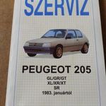 Peugeot 205 javítási karbantartási kézikönyv fotó