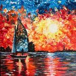 Vitorlás absztrakt festmény 30x40 cm fotó