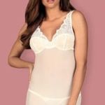 Obsessive 853-CHE-2 szett - fehér kombiné és tanga, L/XL fotó
