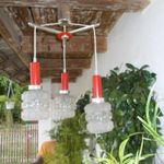 Régi " Elektrofém Isz Hódmezővásárhely " elektromos mennyezeti lámpa 3 karú retro csillár fotó