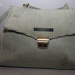 Monatti, valódi bőr, penészzöld, nagy, pakolós, igényes, különleges kézitáska, átdobós táska, válltáska-női fotó